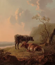 Ganado en un paisaje italianizante